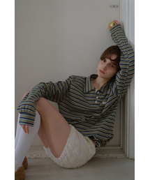 STRIPE STRING COLLAR T-SHIRT_GREEN