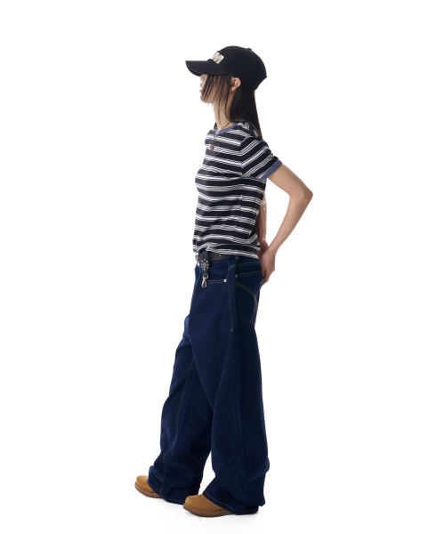 AAKAM(アーカム)の「Striped Ringer Top (Black-Gray)(Tシャツ/カットソー・レディース・その他・1/2)」の6枚目の写真