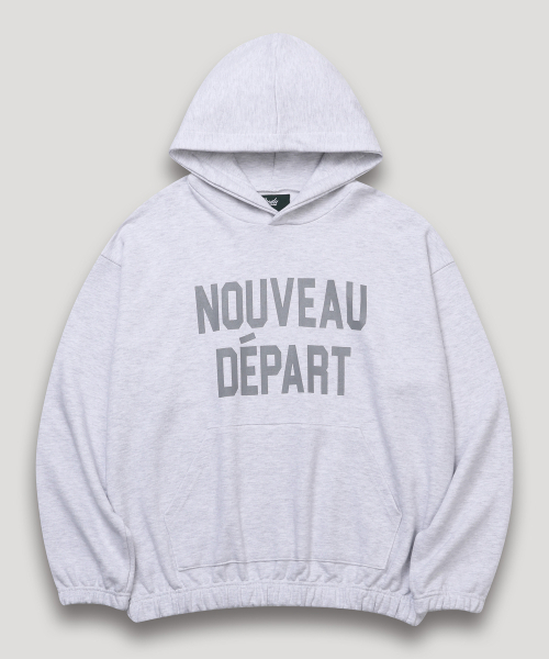 NODU（ノードユー）の「ヌーボーレタリングロゴフードTシャツ[ライトグレー]（パーカー・メンズ・その他・MEDIUM/LARGE）」の5枚目の写真