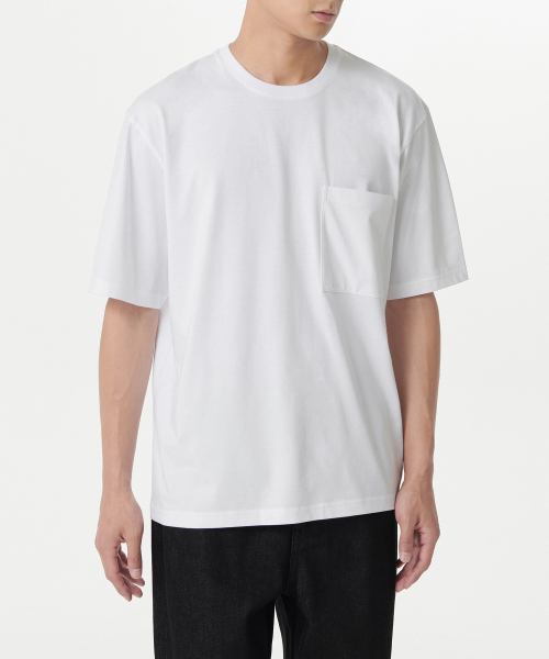MUSINSA STANDARD（ムシンサスタンダード）の「[クールタンダード] リラックスフィットクルーネックポケットTシャツ [ホワイト]（Tシャツ/カットソー・メンズ・その他・MEDIUM/LARGE/X-LARGE/XX-LARGE/XXX-LARGE/SMALL）」の2枚目の写真