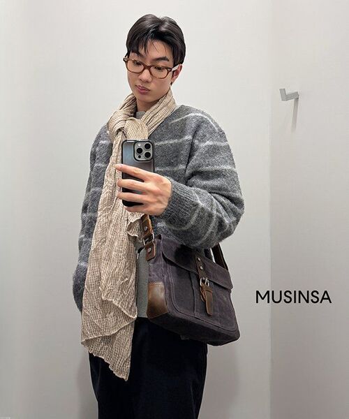 TOFFEE(トフィー)の「ブラシストライプラウンドカーディガン (グレー)(カーディガン/ボレロ・メンズ・その他・MEDIUM/LARGE/X-LARGE)」の6枚目の写真