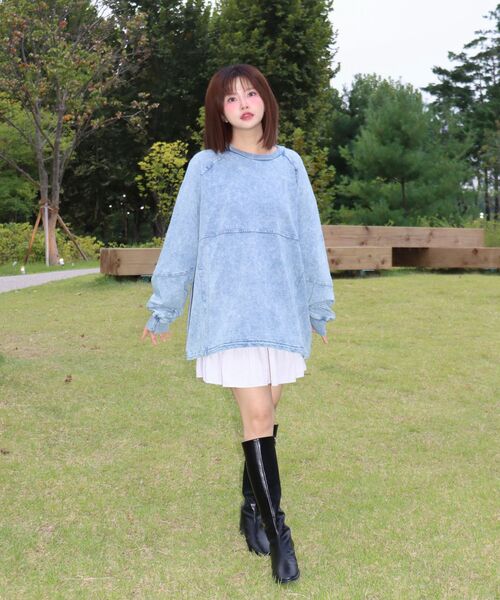 Verdnt（バーダント）の「ニットデニムウォッシングスウェットシャツ[ライトブルー]（スウェット・レディース・その他・LARGE/SMALL/MEDIUM）」の19枚目の写真
