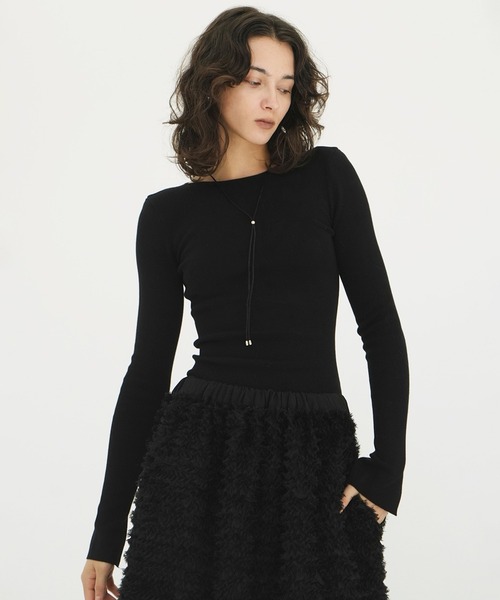 【美品】CLANE ショルダーパッドニットトップス ブラック2 CLANE クラネ “SHOULDER PADS KNIT TOPS” ショルダーパッドニット