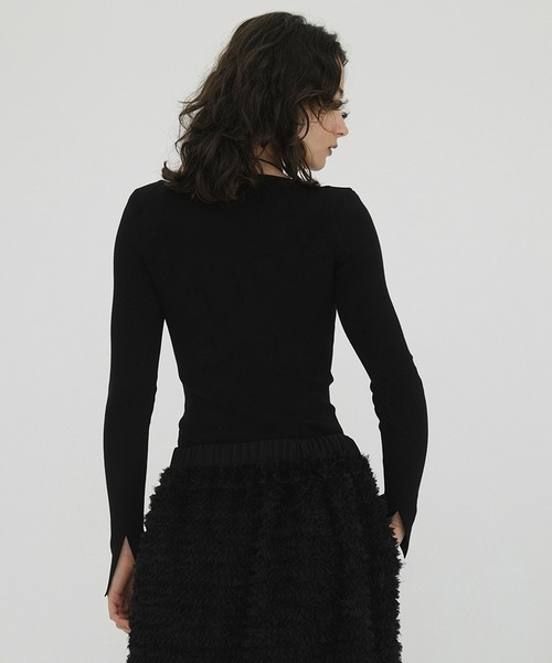 【美品】CLANE ショルダーパッドニットトップス ブラック2 CLANE（クラネ） 正規商品 トップス ショルダー パッド ニット