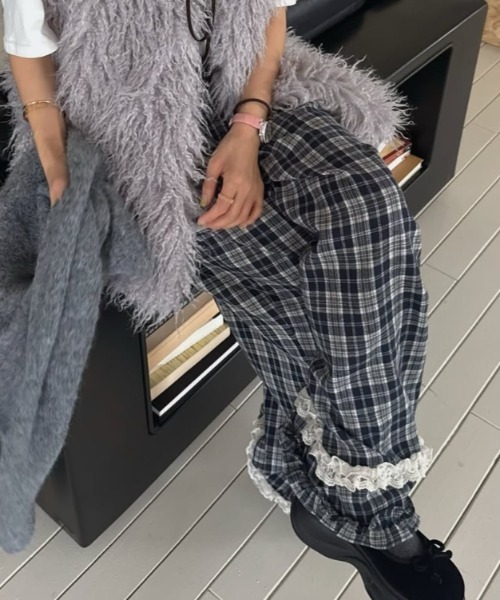 Vipoa(ヴィポア)の「check frill pants(その他パンツ・レディース・ブラック/ブラウン・FREE)」の4枚目の写真