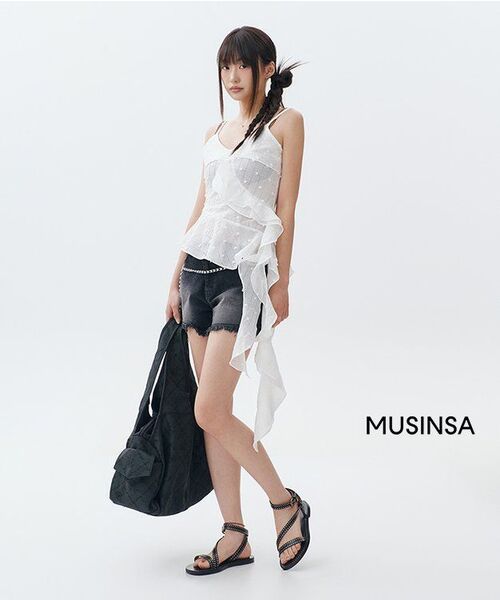 ROSEFRANTZ（ロゼフランツ）の「Two Color Shirring Sleeveless [Brown]（Tシャツ/カットソー・レディース・ブラウン・OS）」の4枚目の写真