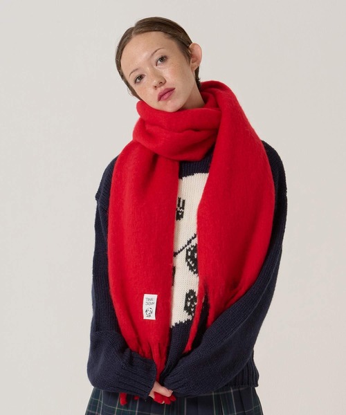 TINA：JOJUN（ティーナジョジュン）の「モヘアライク カラーマフラー TINA：JOJUN（マフラー・レディース・ブルー/ダークパープル/レッド・F）」の3枚目の写真