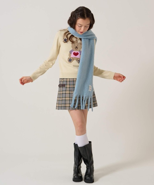 タケヤマノリヤ　パグ獣 ソフビ 　クリスマスマフラー　ジンジャー　セット TINA：JOJUN（ティーナジョジュン）の「モヘアライク カラーマフラー