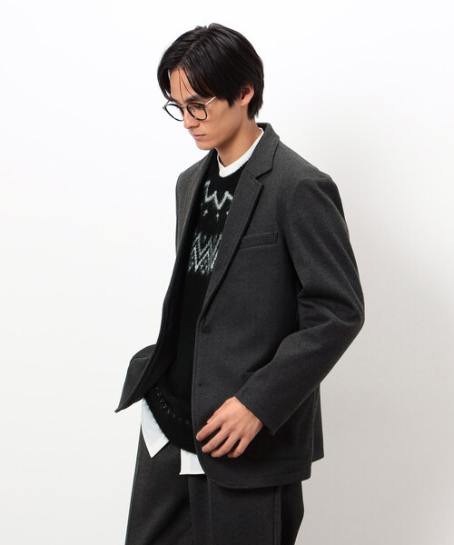 COMME CA ISM(コムサイズム)の「【セットアップ対応】ジャージー ツイード テーラードジャケット(テーラードジャケット・メンズ・チャコール/ネイビー・SMALL/MEDIUM/LARGE)」の4枚目の写真