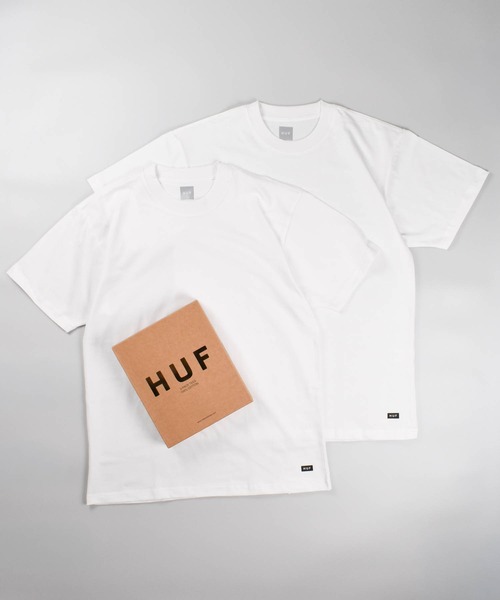 HUF(ハフ)の「【C-HUF2】【HUF/ハフ】HUF SET 2 PACK TEES AC01013(Tシャツ/カットソー・メンズ・ホワイト/ブラック・X-LARGE/LARGE/MEDIUM/SMALL/XX-LARGE)」の1枚目の写真