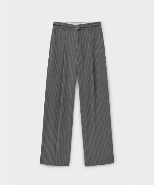 MONGDOL（モンドル）の「[ベルトセット] ストライプワンタックワイドスラックス グレー MDPT025STGRAY（スラックス・レディース・その他・LARGE/SMALL/MEDIUM）」の6枚目の写真
