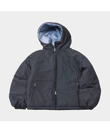 SOME PLACE（サムプレイス）の「ウィンドウペインチェックポイントパディッドオーバーサイズカジュアルフードパディングジャケット[ブラック]（ダウンジャケット/コート）」