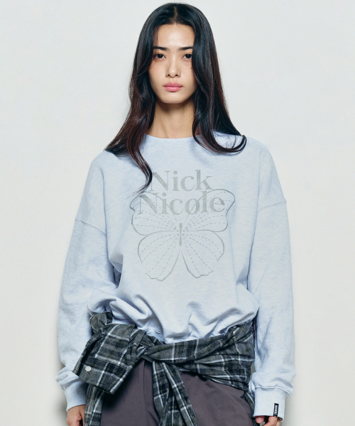 NICK&NICOLE(ニックアンドニコール)の「BUTTERFLY SIGNATURE SWEATSHIRT_MELANGE SILVER(スウェット・レディース・その他・FREE)」の1枚目の写真