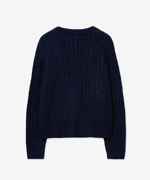 LADY VOLUME(レディーボリューム)の「TWIST CABLE PUNCHING ROUND KNIT_NAVY(ニット/セーター・レディース・その他・F)」の3枚目の写真