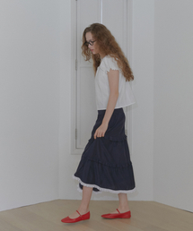FRILL LONG SKIRT (NAVY)