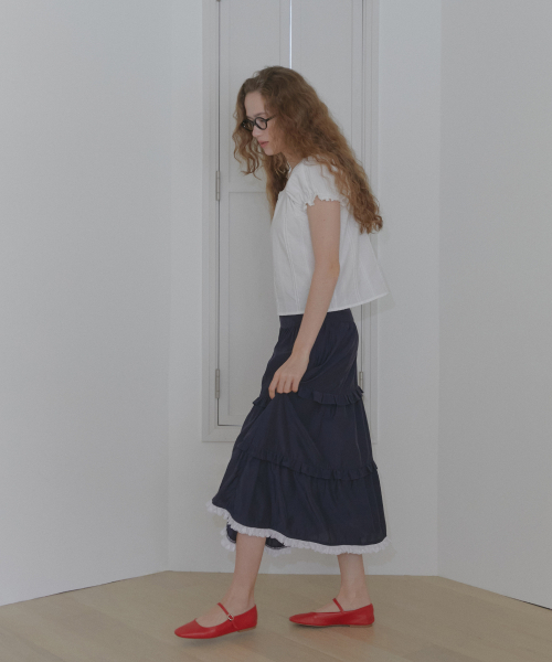 MARGARIN FINGERS(マーガリンフィンガース)の「FRILL LONG SKIRT (NAVY)(スカート・レディース・その他・SMALL/MEDIUM)」の1枚目の写真