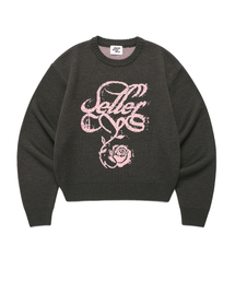 W DUST CLASSIC ROSE KNIT SWEATER CHARCOAL(CV2EFFK605A)
