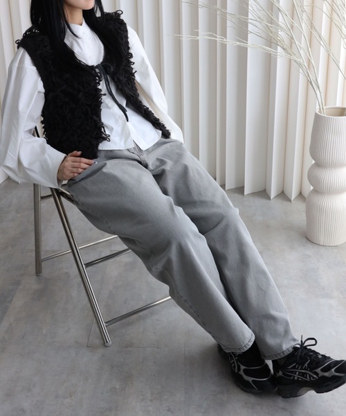 YENNA（イェンナ）の「ループヤーンニットノースリカーディガン（ベスト・レディース・アイボリー/ベージュ/ブラック・FREE）」の7枚目の写真