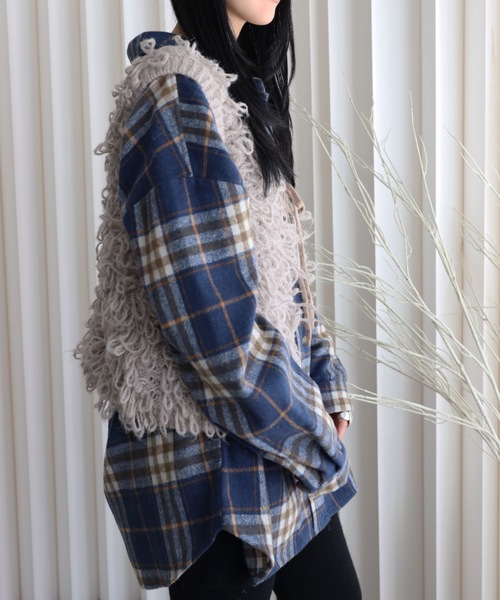 YENNA（イェンナ）の「ループヤーンニットノースリカーディガン（ベスト・レディース・アイボリー/ベージュ/ブラック・FREE）」の10枚目の写真