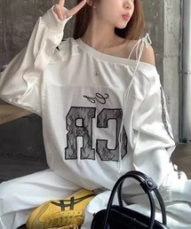 予約商品】Tシャツ/カットソー（ホワイト/白色系・オフショルダー