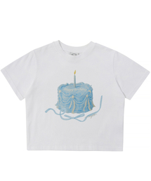 ブルーケーキクロップTシャツ（ホワイト）
