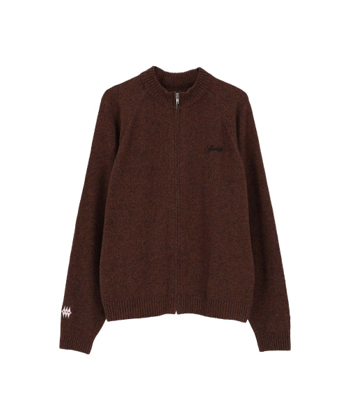 TWEED KNIT FULL ZIP — коричневый вязаный жакет на молнии