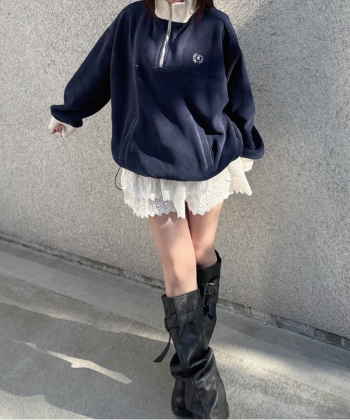 nemne store(ネンネストア)の「フリース配色アノラック(ブルゾン・レディース・チャコール/ネイビー/アイボリー・SMALL/MEDIUM)」の1枚目の写真