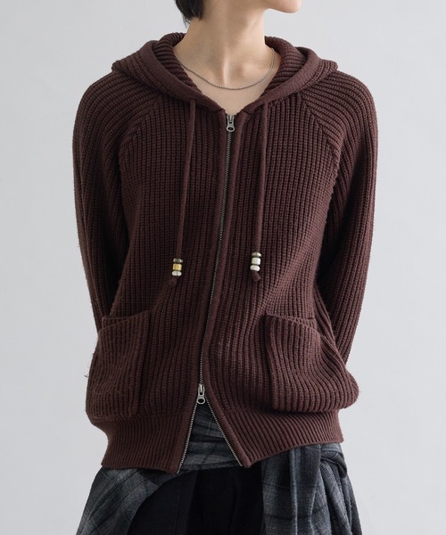 Beads Cord Knit Zip Hoodie / ビーズコード ニット ジップフーディ