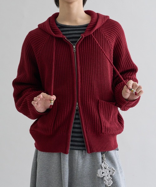 Beads Cord Knit Zip Hoodie / ビーズコード ニット ジップフーディ