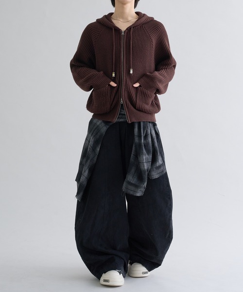 Beads Cord Knit Zip Hoodie / ビーズコード ニット ジップフーディ