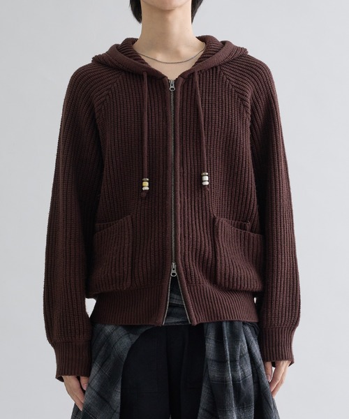 Beads Cord Knit Zip Hoodie / ビーズコード ニット ジップフーディ