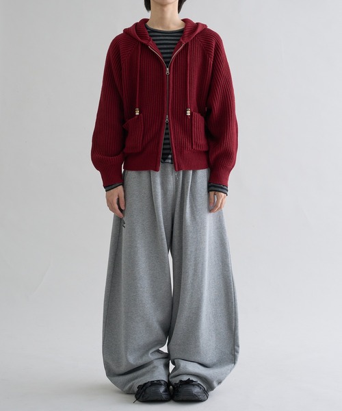 Beads Cord Knit Zip Hoodie / ビーズコード ニット ジップフーディ