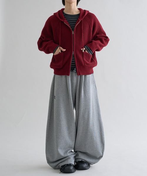 Beads Cord Knit Zip Hoodie / ビーズコード ニット ジップフーディ