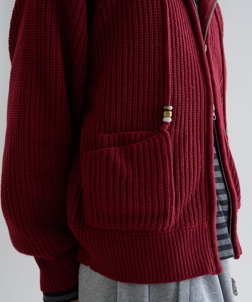 Beads Cord Knit Zip Hoodie / ビーズコード ニット ジップフーディ