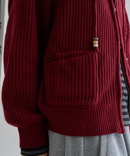 Beads Cord Knit Zip Hoodie / ビーズコード ニット ジップフーディ