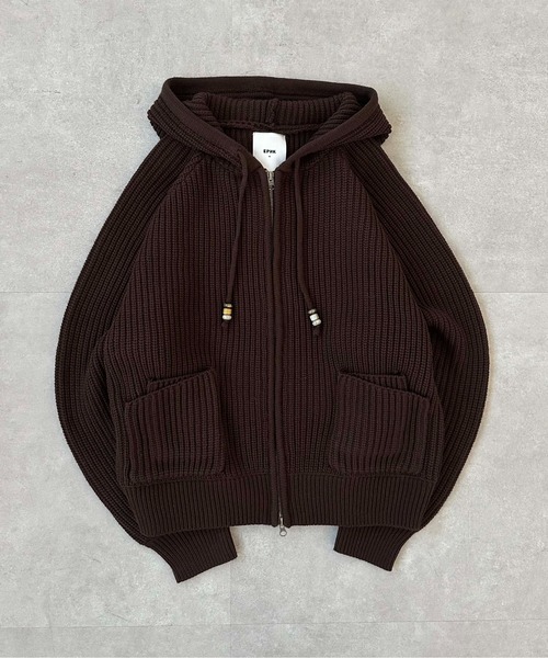 Beads Cord Knit Zip Hoodie / ビーズコード ニット ジップフーディ