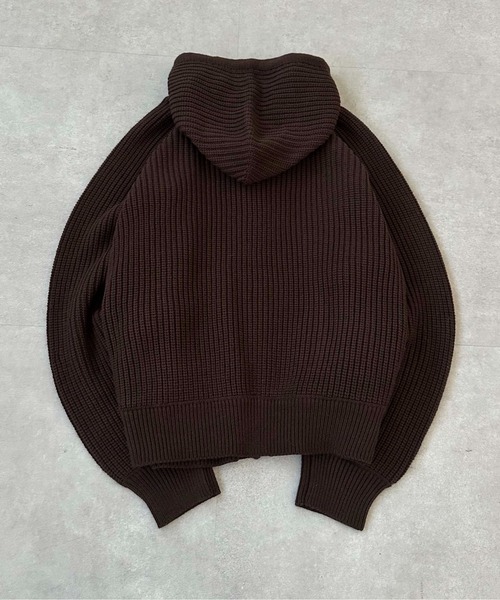 EPNK（イーピーエヌケー）の「Beads Cord Knit Zip Hoodie / ビーズコード ニット ジップフーディ（ニット/セーター・メンズ・ブラウン/ボルドー・SMALL/MEDIUM/LARGE）」の7枚目の写真