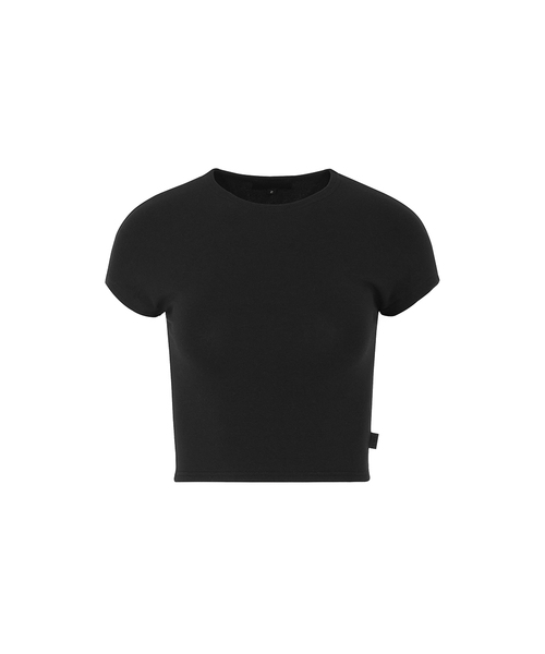 A.R.U(エイアールユー)の「SIMPLE CROP TOP(Tシャツ/カットソー・レディース・ブラック/ネイビー/カーキ/オレンジ/アイボリー/PINK・SMALL/MEDIUM)」の2枚目の写真