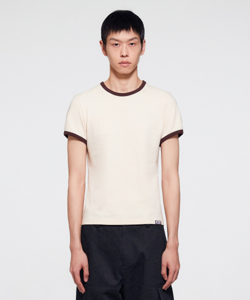 ERA(エラ)の「メンズ カラーエッジ スリムTシャツ - イエローブラウン(Tシャツ/カットソー・メンズ・その他・MEDIUM/LARGE)」の1枚目の写真