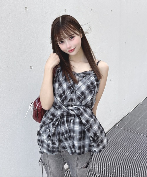 one way(ワンウェイ)の「3wayチェックシャツ(シャツ/ブラウス・レディース・ブラウン系その他/ブルー系その他/ブラック系その他・FREE)」の2枚目の写真