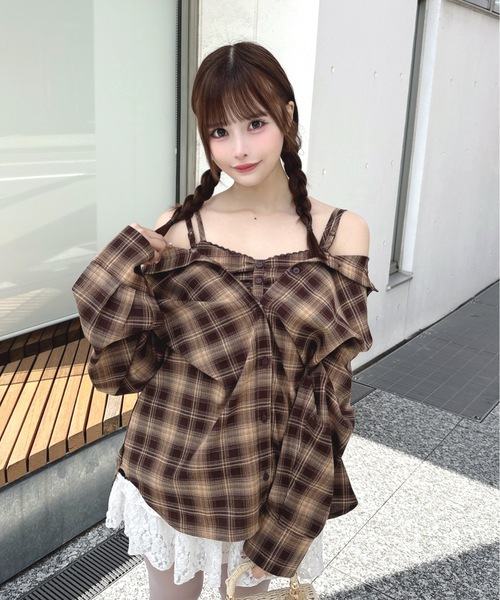one way(ワンウェイ)の「3wayチェックシャツ(シャツ/ブラウス・レディース・ブラウン系その他/ブルー系その他/ブラック系その他・FREE)」の1枚目の写真