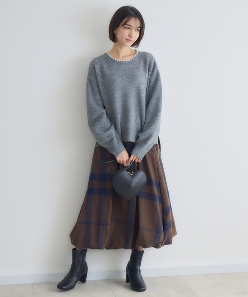 KATHARINE ROSS（キャサリンロス）の「【KATHARINE ROSS】パール衿7G畦プルオーバー（ニット/セーター・レディース・グレー/オフホワイト/ピンク・FREE）」の12枚目の写真