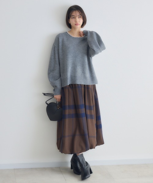 KATHARINE ROSS（キャサリンロス）の「【KATHARINE ROSS】パール衿7G畦プルオーバー（ニット/セーター・レディース・グレー/オフホワイト/ピンク・FREE）」の13枚目の写真