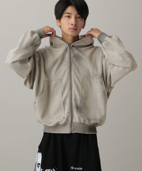 LAND MUSEUM（ランドミュージアム）の「【ベスト着用可能】LAND MUSEUM／カットオフリベットジップ（パーカー・メンズ・ブラック/グレー・LARGE/MEDIUM）」の5枚目の写真