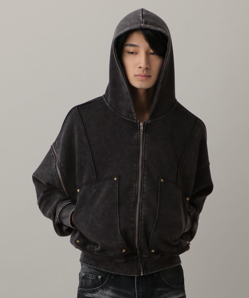 LAND MUSEUM（ランドミュージアム）の「LAND MUSEUM／カットオフリベットジップ（パーカー・メンズ・ブラック/グレー・LARGE/MEDIUM）」の22枚目の写真