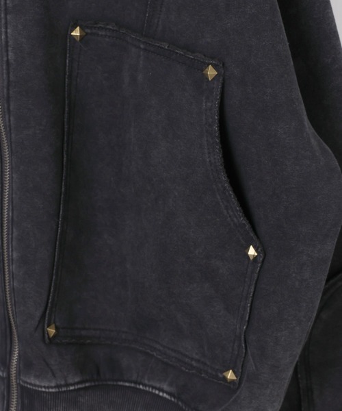 LAND MUSEUM（ランドミュージアム）の「【ベスト着用可能】LAND MUSEUM／カットオフリベットジップ（パーカー・メンズ・ブラック/グレー・LARGE/MEDIUM）」の16枚目の写真