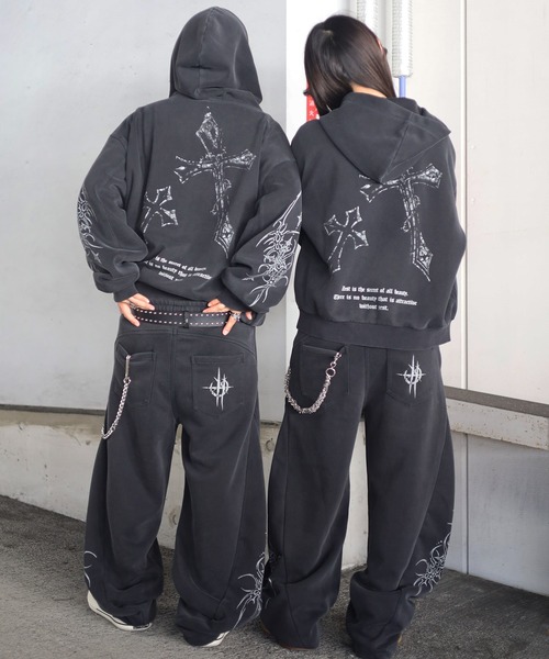 2サイズ展開 / UNISEX 》クロストライバル スウェット バレルパンツ