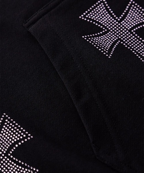 UNKNOWN LONDON（アンノウン・ロンドン）の「A'GEM/9 × .kom 『UNKNOWN LONDON/アンノウン ロンドン』Cross Rhinestone Zip Hoodie/クロスラインストーンジップパーカー（パーカー・レディース・ブラック/ピンク/ホワイト・XL/L）」の9枚目の写真