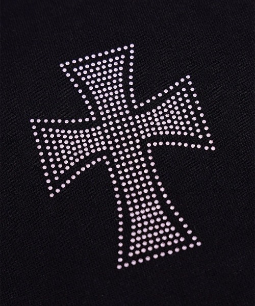 UNKNOWN LONDON（アンノウン・ロンドン）の「A'GEM/9 × .kom 『UNKNOWN LONDON/アンノウン ロンドン』Cross Rhinestone Zip Hoodie/クロスラインストーンジップパーカー（パーカー・レディース・ブラック/ピンク/ホワイト・XL/L）」の8枚目の写真