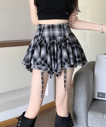【26年春夏新作】【インパン付き】ベルトデザイン チェックティアードスカート